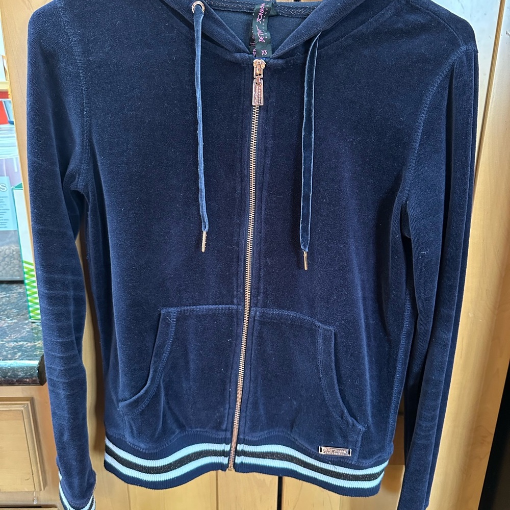 Betsey Johnson Navy Velour Hoodie